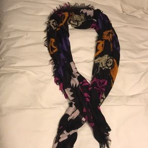 Brown fringe scarf with cute design